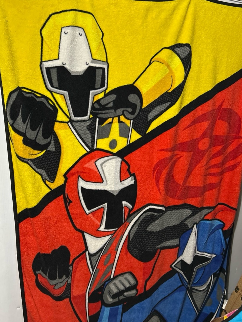 Power Ranger Yellow Red Blue Graphic Throw Blanket
